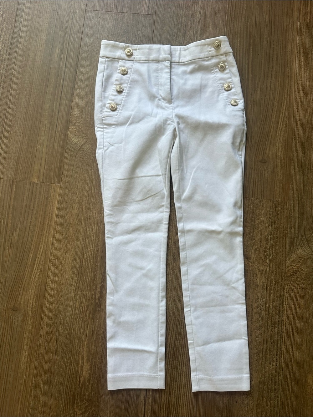 LOFT White Sailor-Button Ponte Skinny Pants